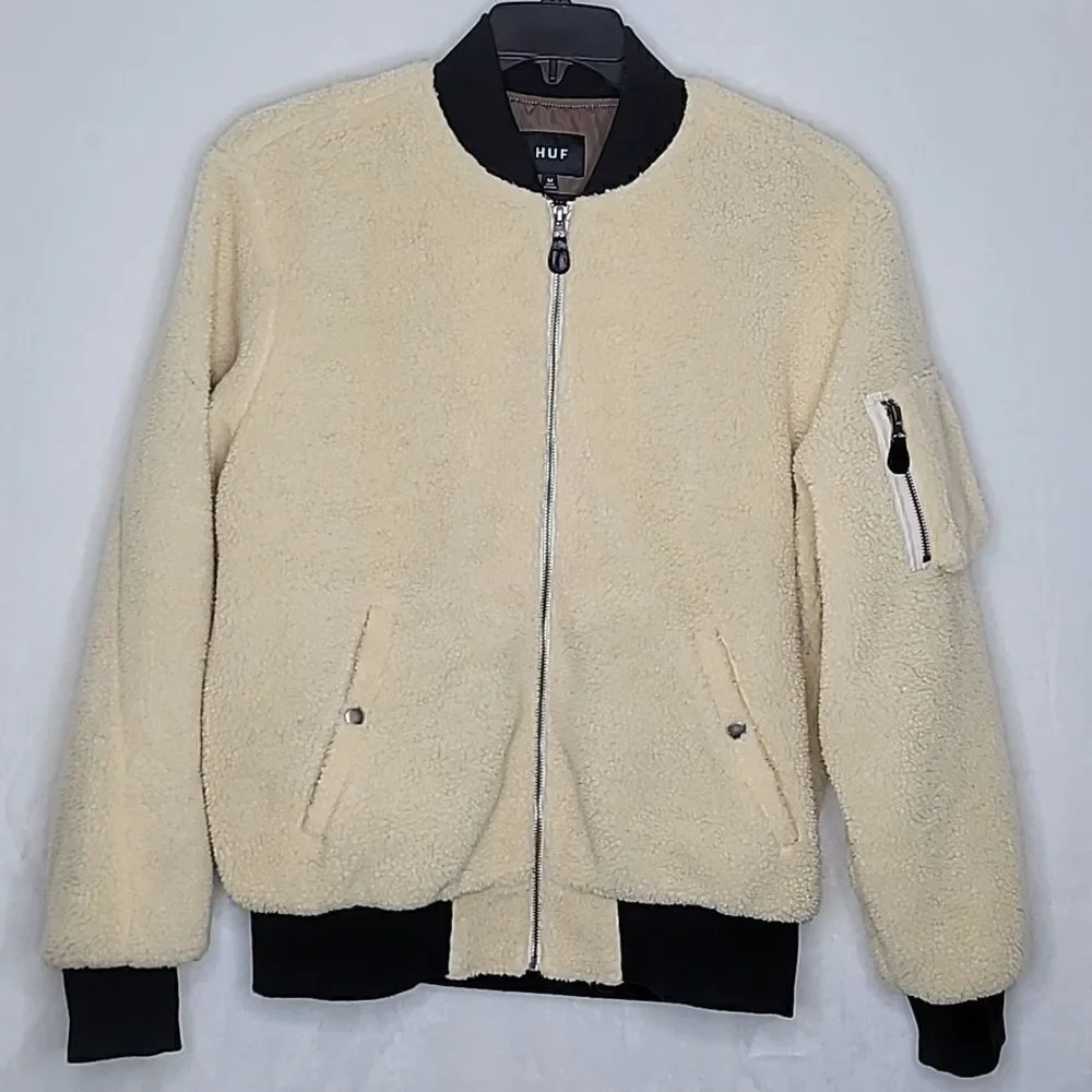 Huf Fleece Sherpa Bomber Jacket Size Medium